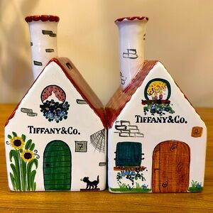 Tiffany & Co. Hand painted Ceramic Cottage Banks (set of 2)